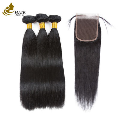 ποιότητας  Unprocessed Brazilian Remy Human Hair Extensions Straight Bundles With Closure εργοστάσιο