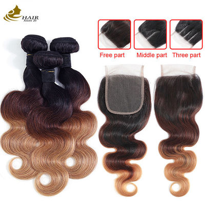 ποιότητας  1b 4/27 Curly Honey Blonde Brazilian Hair Extensions Ombre εργοστάσιο