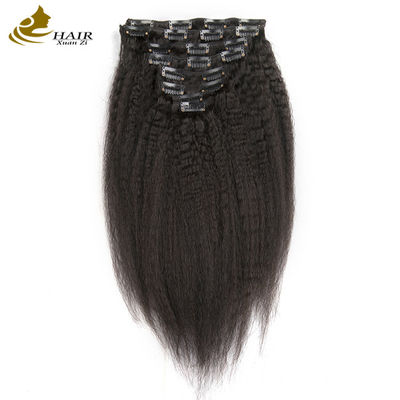 Φυσικές μαύρες επεκτάσεις μαλλιών Weave Clip In Long Kinky Straight ODM
