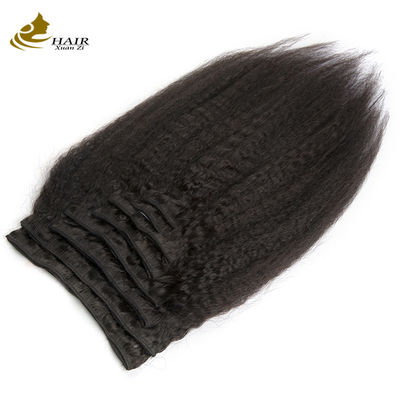 Φυσικές μαύρες επεκτάσεις μαλλιών Weave Clip In Long Kinky Straight ODM