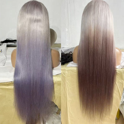 Ευρωπαία περούκα Νέα Μακρο Purple Gradient Ελαφρύ Γκρίζο Μπροστά Περικιά περούκα