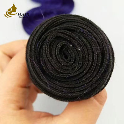 Χρώμα μωβ Σώμα κύμα σκιά ανθρώπινα μαλλιά επέκτασης 26 ιντσών παρθένες ανθρώπινες τρίχες δέσμες