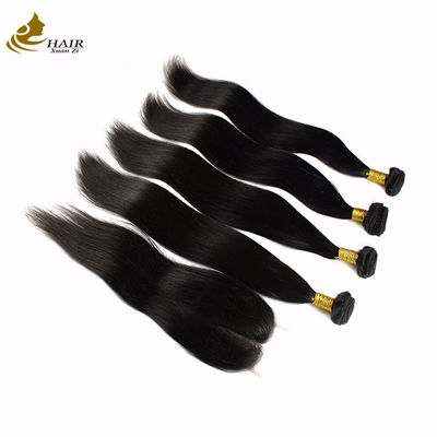 100g Παρθένες Επέκτασης Ανθρώπινων Μαλλιών Natural Black Straight με Κλείσιμο