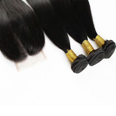 100g Παρθένες Επέκτασης Ανθρώπινων Μαλλιών Natural Black Straight με Κλείσιμο