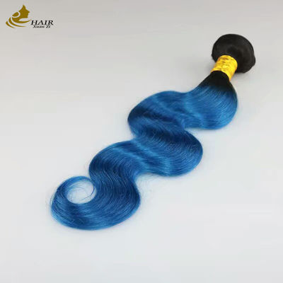 Λαϊκό χρώμα Remy Ανθρώπινα μαλλιά Weave Μπλε χρώμα Ombre Ανθρώπινες επεκτάσεις μαλλιών