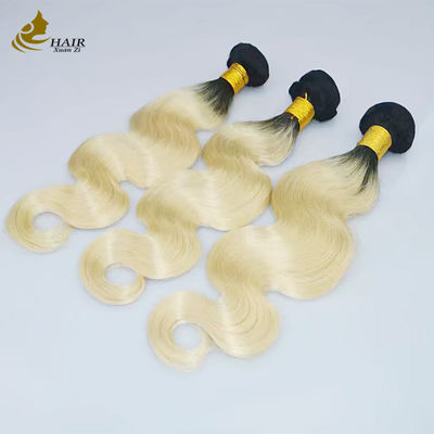 1B Blonde Ombre Ανθρώπινες επεκτάσεις μαλλιών Remy Weave Wig Bundles με κλείσιμο