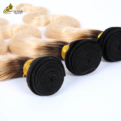 1B Blonde Ombre Ανθρώπινες επεκτάσεις μαλλιών Remy Weave Wig Bundles με κλείσιμο