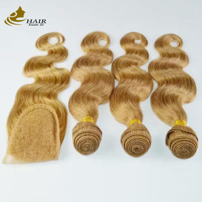 Καφέ Remy Ombre Ανθρώπινα μαλλιά Επέκτασης Σώμα κύματα δέσμες με δαντέλα κλείσιμο