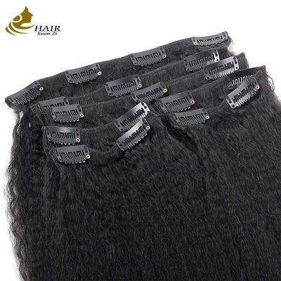 Φυσικό Kinky Straight Clip In Hair Extensions Bundles 30 ιντσών OEM
