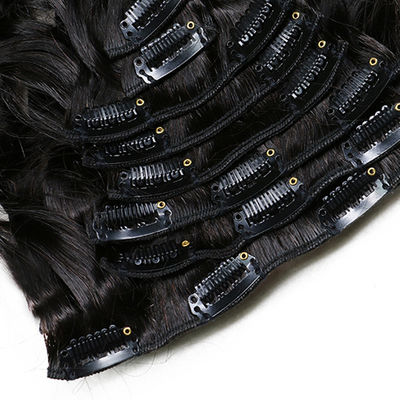 ODM Μαύρο Clip In Hair Extensions Βαθύ κύμα Γρήγορο υφαντικό Ελαφρύ βάρος