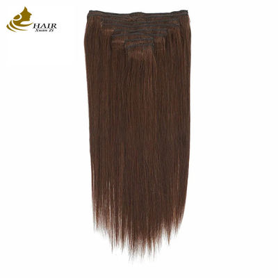 Σκοτεινό καφέ 22 ιντσών Κλιπ σε Hair Extensions ανθρώπινο μαλλί 100% παρθένα 16 κομμάτια