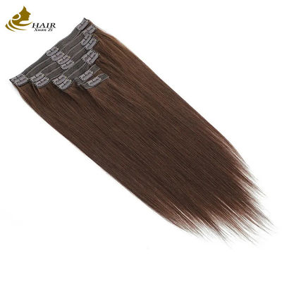 Σκοτεινό καφέ 22 ιντσών Κλιπ σε Hair Extensions ανθρώπινο μαλλί 100% παρθένα 16 κομμάτια