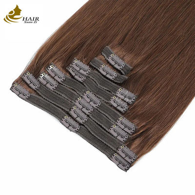 Σκοτεινό καφέ 22 ιντσών Κλιπ σε Hair Extensions ανθρώπινο μαλλί 100% παρθένα 16 κομμάτια