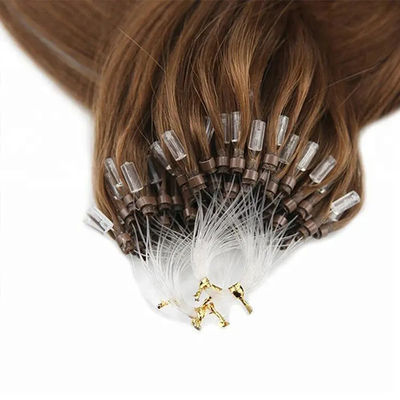 100% Virgin Human Nano Micro Ring Hair Extension Καφέ χρώμα