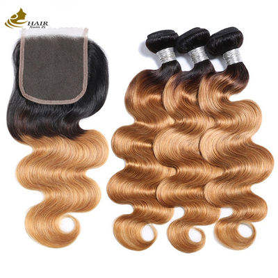 1b 4/27 Κουροειδές μέλι Ξανθιά Βραζιλιάνα Hair Extensions Ombre