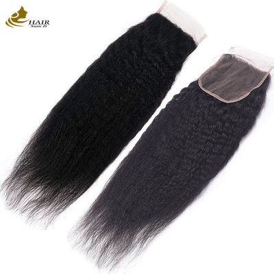 Kinky Straight Brazilian Human Hair Bundle με κλείσιμο 8A/9A/10A