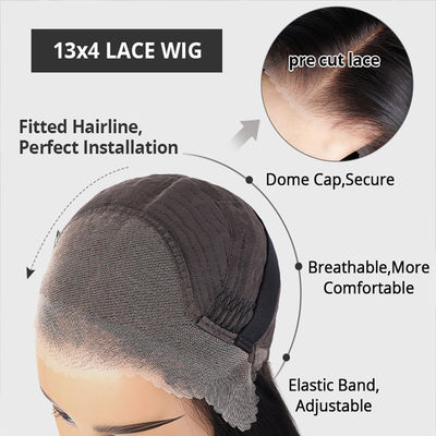 Οστός ευθεία Χωρίς κόλλα Διαφανής 13X4 HD Δαντέλα Μπροστά Φυσικά χρώματα 100% ανθρώπινες περούκες μαλλιών
