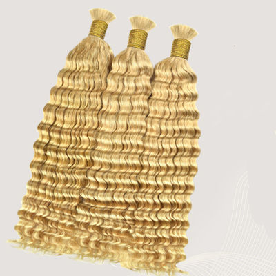 Διπλό τραβήχτηκε βαθύ κύμα ανθρώπινη τρίχα χύδημα για πλέξιμο 613 χρώμα ξανθός