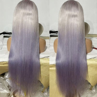 Ευρωπαία περούκα Νέα Μακρο Purple Gradient Ελαφρύ Γκρίζο Μπροστά Περικιά περούκα