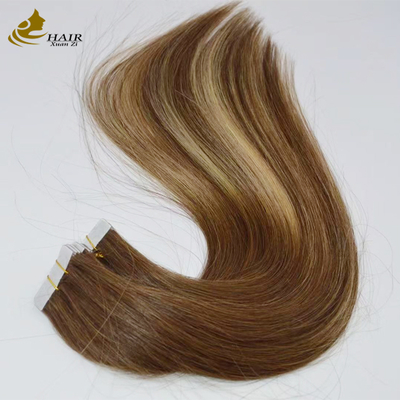 Δημοφιλές δέρμα Weft Straight 100% Remy Human Hair Tape Extensions Cuticle Aligned Virgin Hair