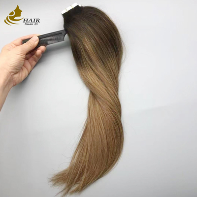 100% Πραγματικά Παρθένα Ανθρώπινα Μαλλιά Tape In Extensions Μαλλιών B2/6 Χρώμα Ίσια Extensions Μαλλιών